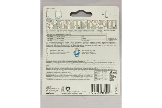 Tesa Adhesive Nails for Painted Walls & Wallpaper | 2 x 1 kg | Powerstrips Removable Mounting Hooks
