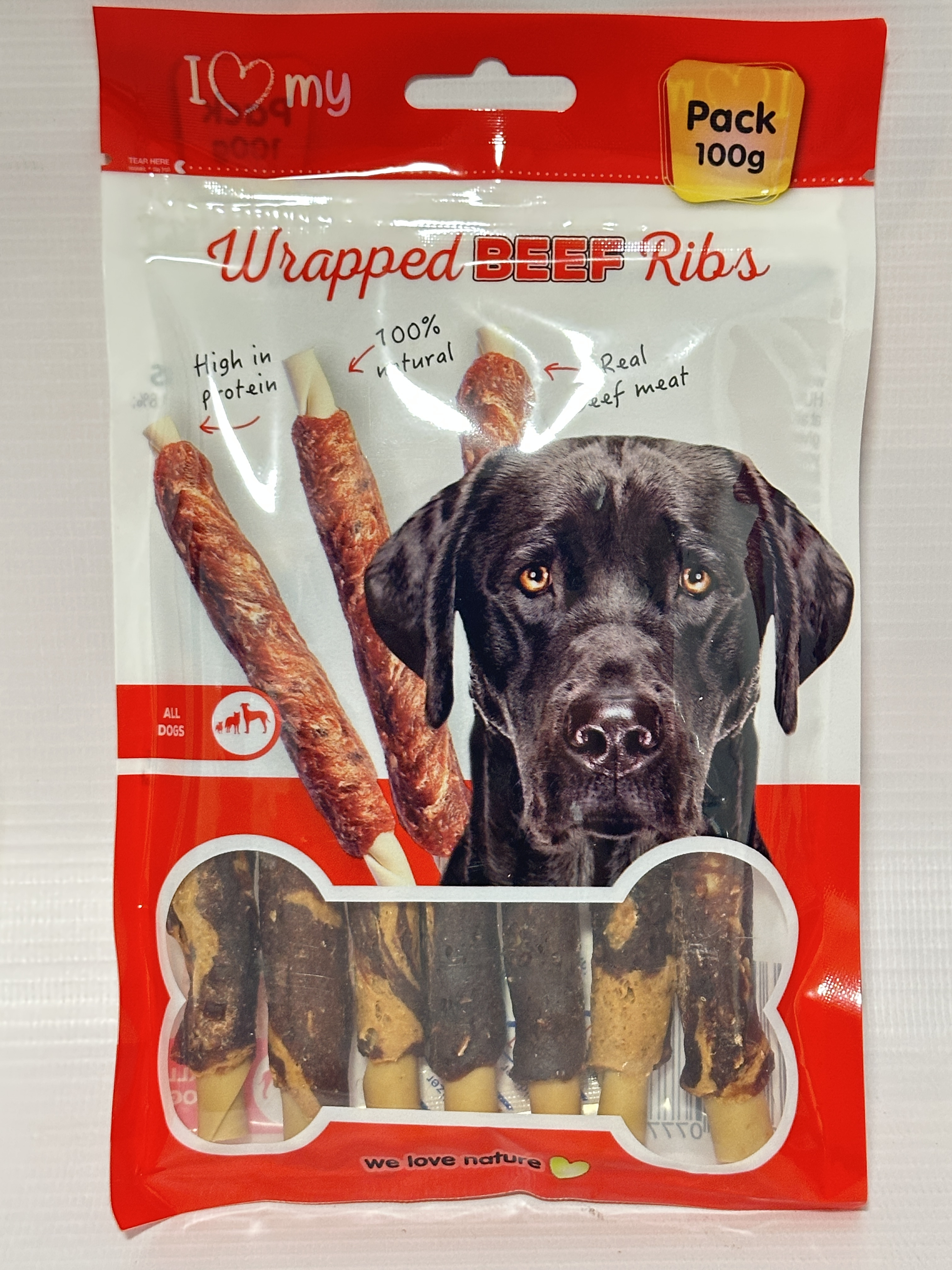 I Love My Pet Wrapped Beef Ribs Dog Treats – 12 x 100g Bulk Box ...