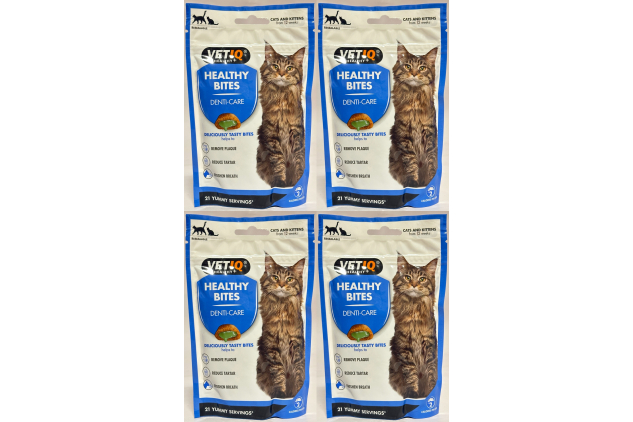 VETIQ Healthy Bites Denti-Care Treats for Cats & Kittens – Dental Health Chews – 4 x 65g