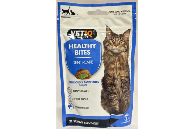 VETIQ Healthy Bites Denti-Care Treats for Cats & Kittens – Dental Health Chews – 4 x 65g