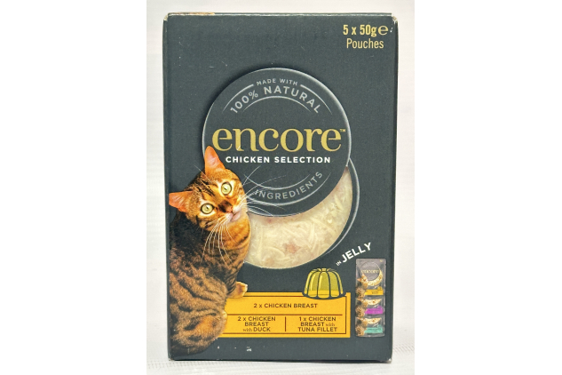 Encore 100% Natural Wet Cat Food – Chicken Selection in Jelly – 30 x 50g Pouches