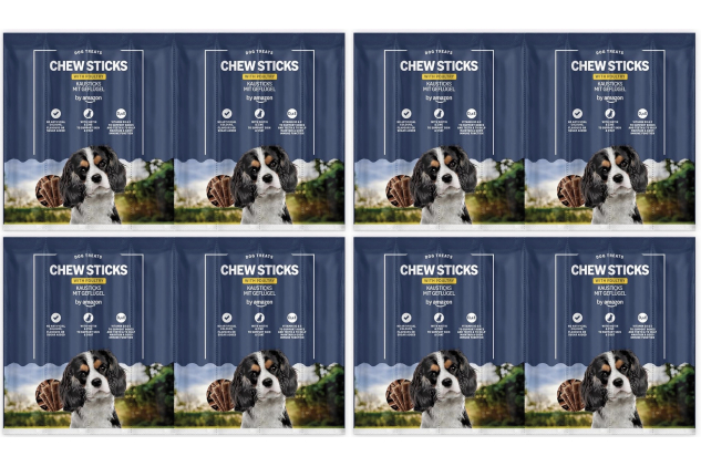 Chew Sticks with Poultry – 4 Packs (8x11g, 88g Total) | Adult Dog Treats | No Artificial Colours | With Biotin & Zinc | Low Fat