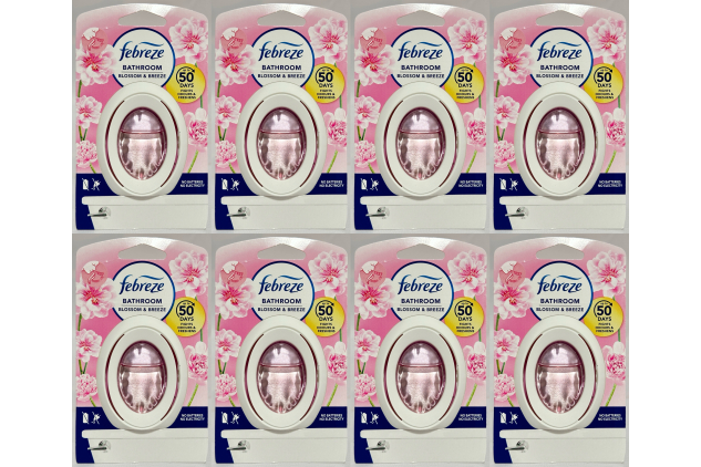 Febreze Bathroom Air Freshener – Blossom & Breeze – 8 Pack | Odour Fighter | Up to 50 Days Freshness