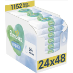 Pampers Harmonie Aqua Baby Wipes – Plastic Free – 24 Packs x 48 (1152 Wipes) | 99% Water | Gentle & pH Balanced