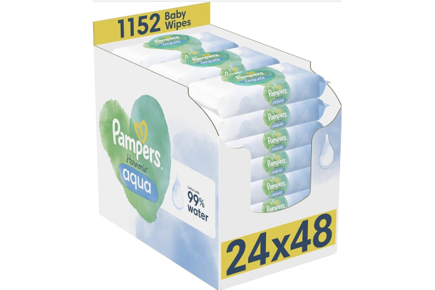 Pampers Harmonie Aqua Baby Wipes – Plastic Free – 24 Packs x 48 (1152 Wipes) | 99% Water | Gentle & pH Balanced