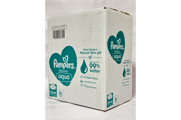 Pampers Harmonie Aqua Baby Wipes – Plastic Free – 24 Packs x 48 (1152 Wipes) | 99% Water | Gentle & pH Balanced