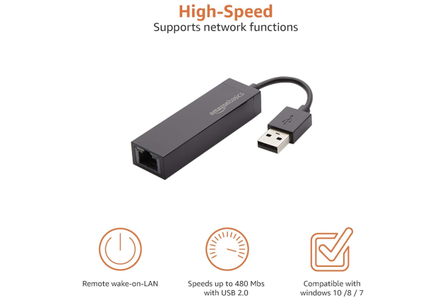 USB to Ethernet Adapter – USB 2.0 to RJ45 LAN Network Adapter | 10/100 Mbps High-Speed Connection | Plug & Play