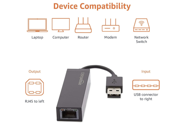 USB to Ethernet Adapter – USB 2.0 to RJ45 LAN Network Adapter | 10/100 Mbps High-Speed Connection | Plug & Play