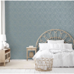 Fine Décor Miya Geo Sidewall Wallpaper – Teal | Textured Geometric Metallic Design – 10.05m x 0.53m Roll