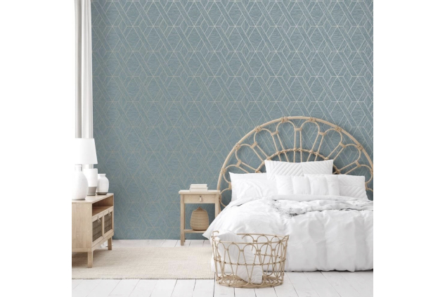 Fine Décor Miya Geo Sidewall Wallpaper – Teal | Textured Geometric Metallic Design – 10.05m x 0.53m Roll