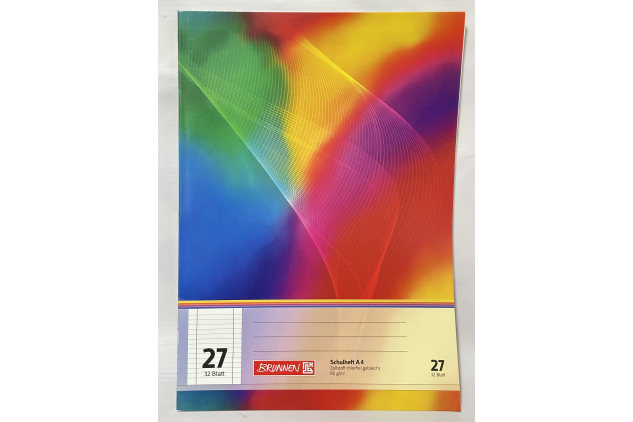 Brunnen Exercise Book A4 – Ruling 27, 32 Sheets (80 gsm) | Multi-Coloured Cover