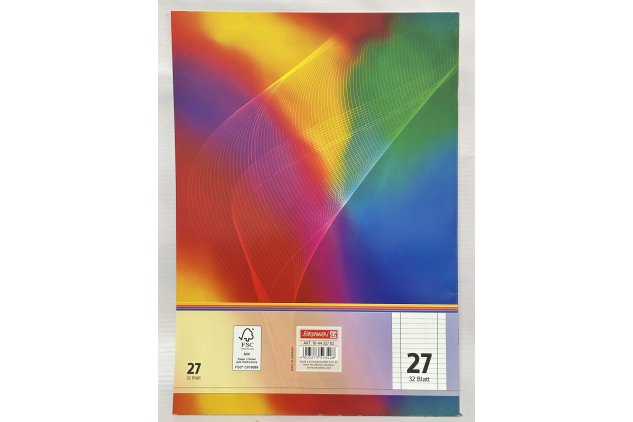 Brunnen Exercise Book A4 – Ruling 27, 32 Sheets (80 gsm) | Multi-Coloured Cover