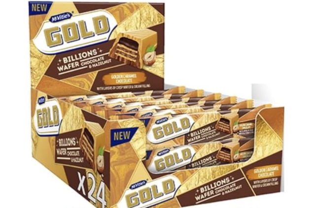 McVitie’s Gold Billions Wafer Bars – Chocolate & Hazelnut with Golden Caramel – 24 × 39g Bars