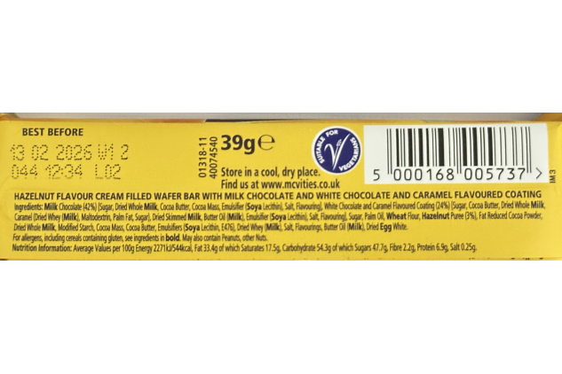 McVitie’s Gold Billions Wafer Bars – Chocolate & Hazelnut with Golden Caramel – 24 × 39g Bars