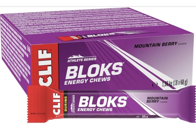 CLIF BLOKS Energy Chews – Mountain Berry Flavour – Plant Based Quick Energy – 18 x 60g
