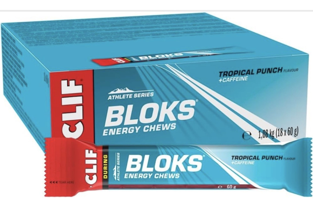 CLIF BLOKS Energy Chews Tropical Punch with Caffeine 18 x 60g