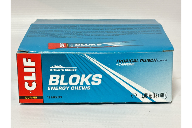CLIF BLOKS Energy Chews Tropical Punch with Caffeine 18 x 60g