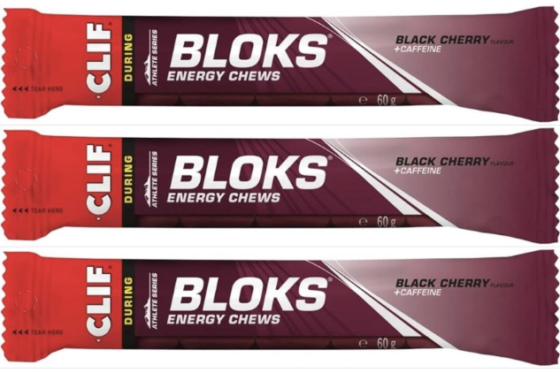 CLIF BLOKS Energy Chews Black Cherry with Caffeine 3 x 60g