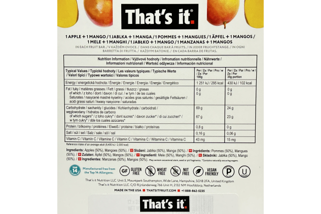 That’s it. Apple & Mango 100% Fruit Bars – 12 x 35g