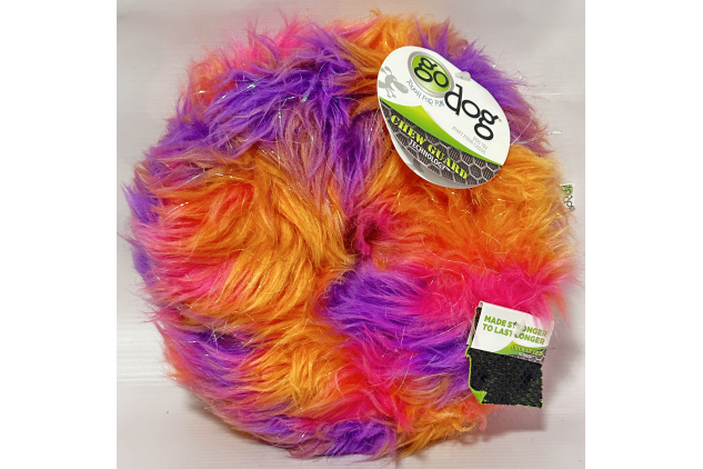goDog Furballz Ring Plush Dog Toy – Chew Guard Technology – Warm Rainbow – Large