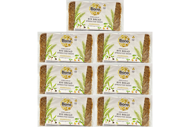 Biona Organic Rye Bread with Sprouted Seeds Sourdough – High Fibre, No Added Sugar or Yeast | 7 x 500g