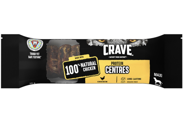 Crave Protein Centres Chicken Dog Treat Bars – Grain-Free High Protein Chews for Large Dogs 72g