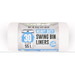 Heavy Duty Swing Bin Liners 55L | 30 Pack | Extra Strong Leak-Resistant Waste Bags (580×880mm)