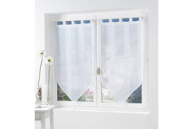 Douceur d’Interieur Voile Sable Salina Net Curtains – 2-Pack Sheer Window Panels with Tassel Detail – White – 60 x 120 cm – Decorative Voile Pair
