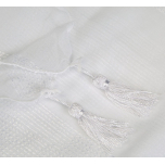 Douceur d’Interieur Voile Sable Salina Net Curtains – 2-Pack Sheer Window Panels with Tassel Detail – White – 60 x 120 cm – Decorative Voile Pair