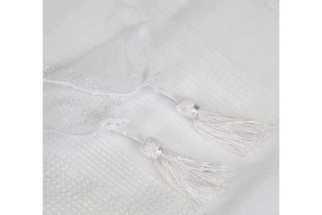Douceur d’Interieur Voile Sable Salina Net Curtains – 2-Pack Sheer Window Panels with Tassel Detail – White – 60 x 120 cm – Decorative Voile Pair