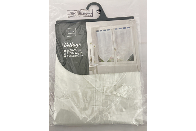 Douceur d’Interieur Voile Sable Salina Net Curtains – 2-Pack Sheer Window Panels with Tassel Detail – White – 60 x 120 cm – Decorative Voile Pair