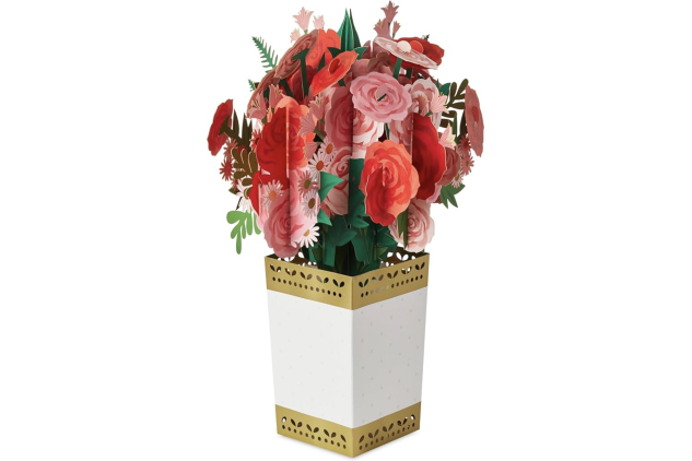Hallmark 3D Pop-Up Valentines Card – Bouquet of Roses – Red Pink White