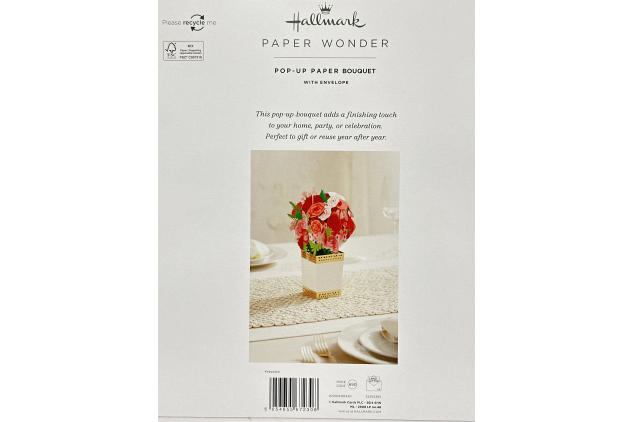 Hallmark 3D Pop-Up Valentines Card – Bouquet of Roses – Red Pink White