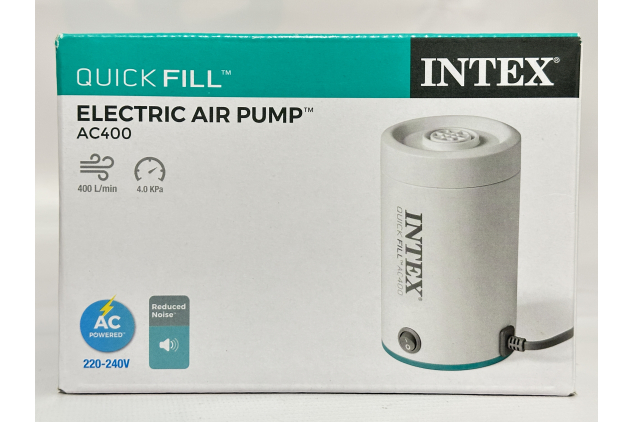 Intex QuickFill Electric Air Pump AC400 – 400 L/min, 2 Nozzles, Inflates & Deflates – 220–240V