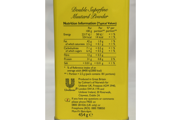 Colman’s Original English Mustard Powder | Double Superfine | Vegan | 454g Tin