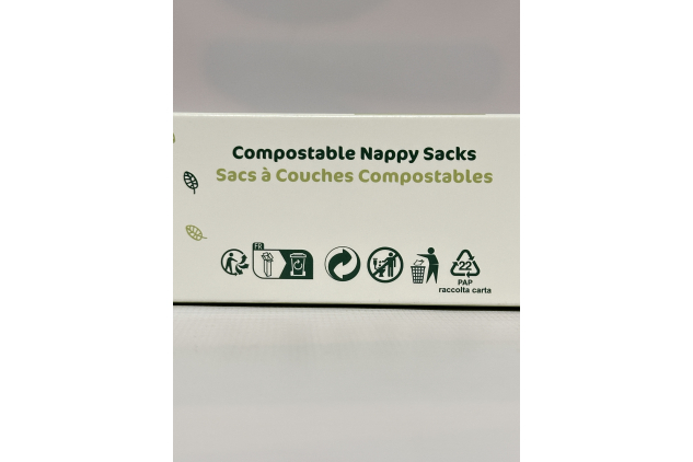Naty Compostable Nappy Sacks – Fragrance-Free Plant-Based Bags with Easy-Tie Handles | 50 Count