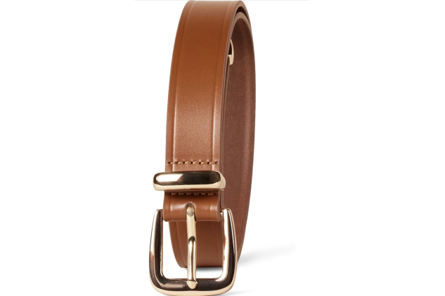 Women’s Leather Western Belt – Tan – Medium Size | Genuine Leather, Gold Buckle
