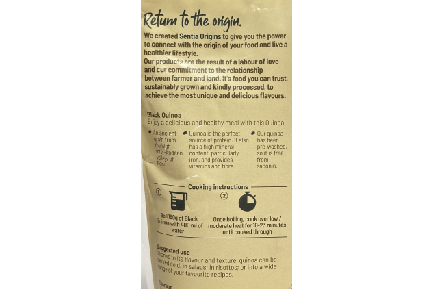 Sentia Origins Black Quinoa Grain – 1kg | Gluten Free | Vegan | High in Iron & Fibre | Pre-Washed | Natural Andean Supergrain