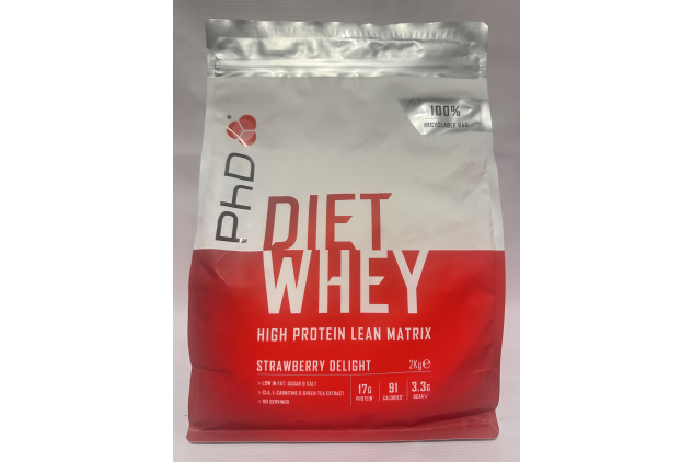 PhD Diet Whey High Protein Powder Lean Matrix – Strawberry Delight – 2kg | 80 Servings