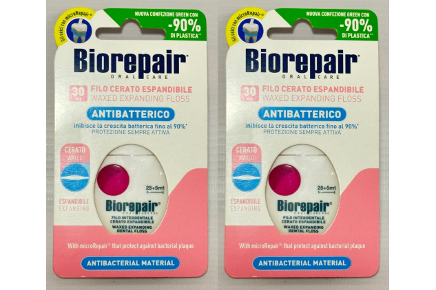 Biorepair Waxed Expanding Dental Floss Antibacterial – 30m | Pack Of 2