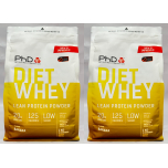 PhD Nutrition Diet Whey Lean Protein Powder – Banana Flavour | 2 x 1kg Bags