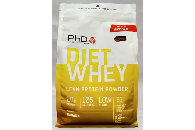 PhD Nutrition Diet Whey Lean Protein Powder – Banana Flavour | 2 x 1kg Bags