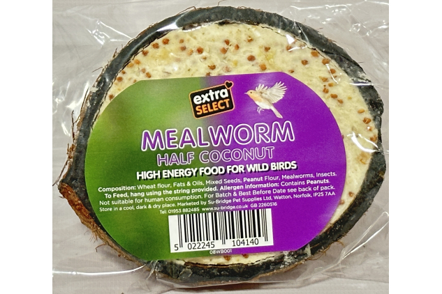 Extra Select Mealworm Half Coconut Wild Bird Food | 10 Hanging Feeders