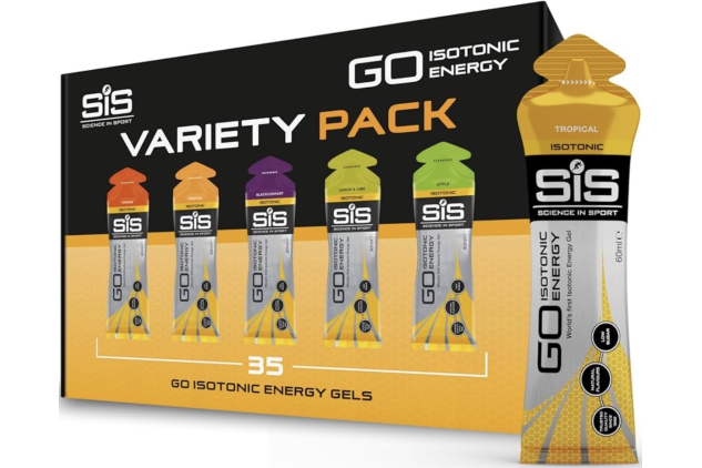 Science In Sport GO Isotonic Energy Gels, Running Gels with 22g Carbohydrates, Low Sugar, Variety Pack of Assorted Flavours, 60ml Per Serving (35 Pack)