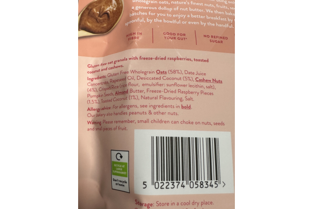 Just Live a Little Gluten Free Granola – Raspberry, Coconut & Cashew | 5 x 360g (1.8kg Total)