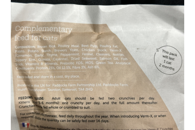 Verm-X Original Crunchies for Cats – Natural Gut Supplement – 120g