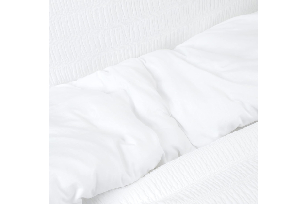 Sleepdown Seersucker Embossed White Duvet Cover Set | King 230x220cm
