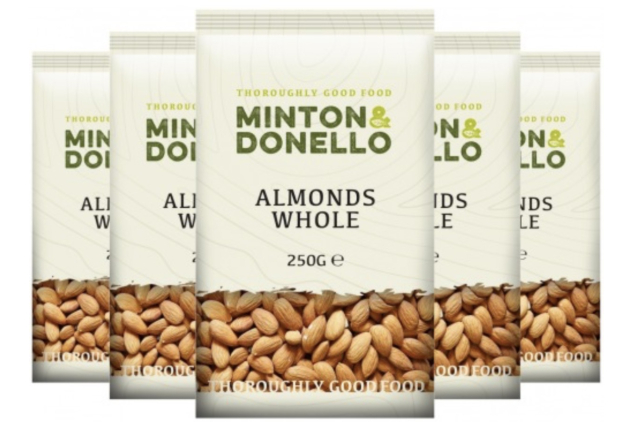 Minton & Donello Whole Almonds | Natural Nuts | 6 x 250g (1.5kg)