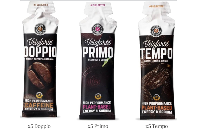 Veloforte Natural Energy Gels | Assorted Flavours | 15 x 22g Vegan Energy Gels