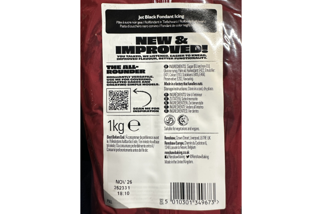 Renshaw Just Roll With It Jet Black Fondant Icing | 1kg Ready to Roll